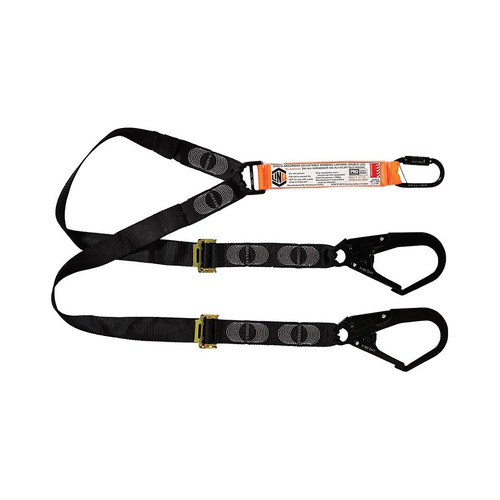 WORKWEAR, SAFETY & CORPORATE CLOTHING SPECIALISTS  - LINQ Elite Double Leg Shock Absorbing 2M Adjustable Lanyard  with Hardware KD & SD X2