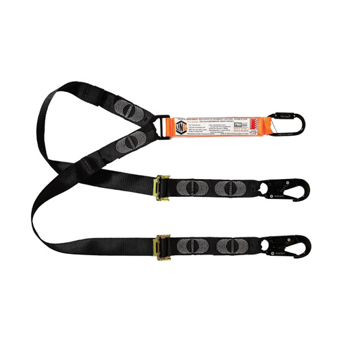 WORKWEAR, SAFETY & CORPORATE CLOTHING SPECIALISTS  - LINQ Elite Double Leg Shock Absorbing 2M Adjustable Lanyard  with Hardware KD & SN X2