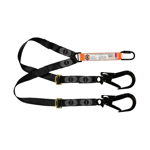 WORKWEAR, SAFETY & CORPORATE CLOTHING SPECIALISTS  - LINQ Elite Double Leg Shock Absorbing 2M Adjustable Lanyard  with Hardware KD & ST X2