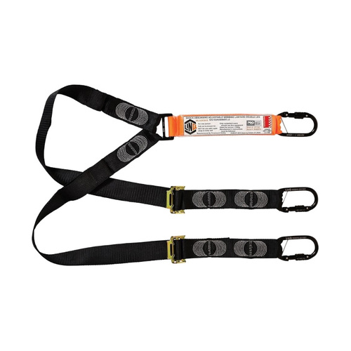 WORKWEAR, SAFETY & CORPORATE CLOTHING SPECIALISTS  - LINQ Elite Double Leg Shock Absorbing 2M Adjustable Lanyard  with Hardware KS X2