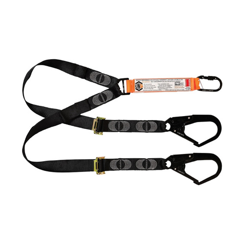 WORKWEAR, SAFETY & CORPORATE CLOTHING SPECIALISTS  - LINQ Elite Double Leg Shock Absorbing 2M Adjustable Lanyard  with Hardware KS & SD X2