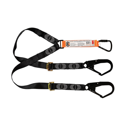 WORKWEAR, SAFETY & CORPORATE CLOTHING SPECIALISTS  - LINQ Elite Double Leg Shock Absorbing 2M Adjustable Lanyard  with Hardware KT & SD X2