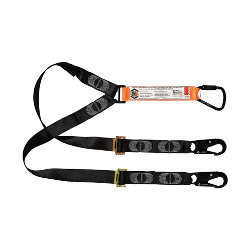 WORKWEAR, SAFETY & CORPORATE CLOTHING SPECIALISTS  - LINQ Elite Double Leg Shock Absorbing 2M Adjustable Lanyard  with Hardware KT & SN X2