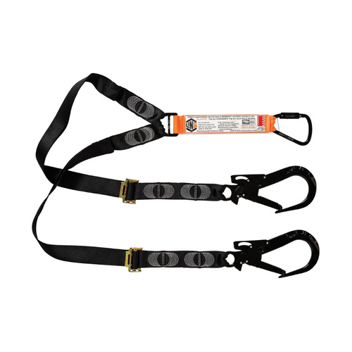 WORKWEAR, SAFETY & CORPORATE CLOTHING SPECIALISTS  - LINQ Elite Double Leg Shock Absorbing 2M Adjustable Lanyard  with Hardware KT & ST X2