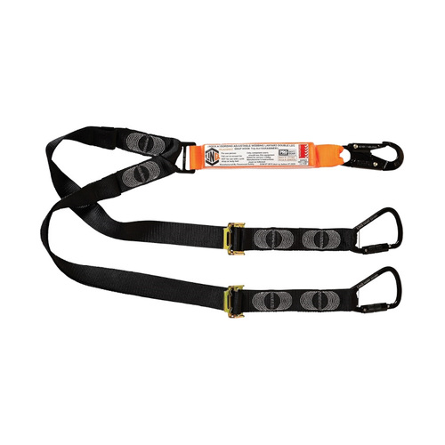 WORKWEAR, SAFETY & CORPORATE CLOTHING SPECIALISTS  - LINQ Elite Double Leg Shock Absorbing 2M Adjustable Lanyard  with Hardware SN & KT X2