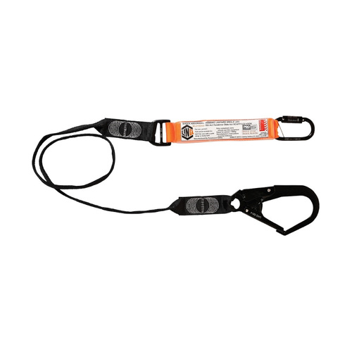 WORKWEAR, SAFETY & CORPORATE CLOTHING SPECIALISTS  - LINQ Elite Single Leg Shock Absorbing Webbing Lanyard with Hardware KD & SD