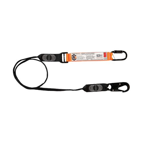 WORKWEAR, SAFETY & CORPORATE CLOTHING SPECIALISTS  - LINQ Elite Single Leg Shock Absorbing Webbing Lanyard with Hardware KD & SN