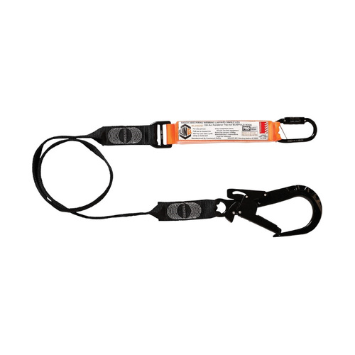 WORKWEAR, SAFETY & CORPORATE CLOTHING SPECIALISTS  - LINQ Elite Single Leg Shock Absorbing Webbing Lanyard with Hardware KD & ST