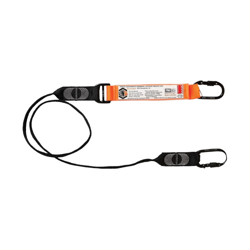 WORKWEAR, SAFETY & CORPORATE CLOTHING SPECIALISTS  - LINQ Elite Single Leg Shock Absorbing Webbing Lanyard with Hardware KS & KD