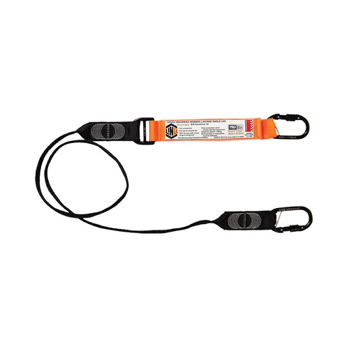 WORKWEAR, SAFETY & CORPORATE CLOTHING SPECIALISTS  - LINQ Elite Single Leg Shock Absorbing Webbing Lanyard with Hardware KS X2