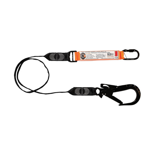 WORKWEAR, SAFETY & CORPORATE CLOTHING SPECIALISTS  - LINQ Elite Single Leg Shock Absorbing Webbing Lanyard with Hardware KS & ST