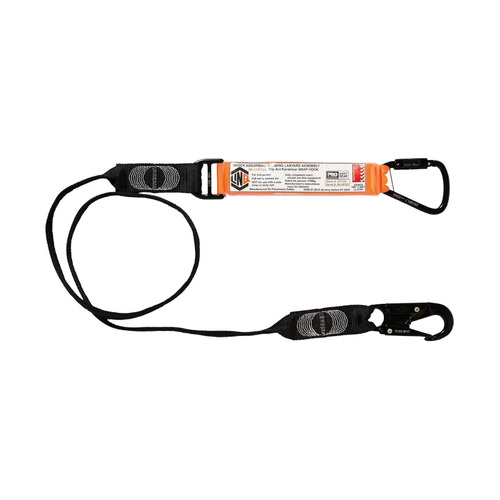 WORKWEAR, SAFETY & CORPORATE CLOTHING SPECIALISTS  - LINQ Elite Single Leg Shock Absorbing Webbing Lanyard with Hardware KT & SN