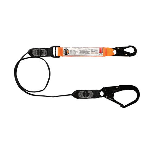 WORKWEAR, SAFETY & CORPORATE CLOTHING SPECIALISTS  - LINQ Elite Single Leg Shock Absorbing Webbing Lanyard with Hardware SN & SD