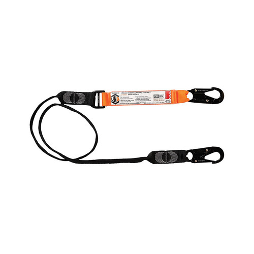 WORKWEAR, SAFETY & CORPORATE CLOTHING SPECIALISTS  - LINQ Elite Single Leg Shock Absorbing Webbing Lanyard with Hardware SN X2