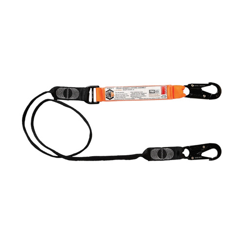 WORKWEAR, SAFETY & CORPORATE CLOTHING SPECIALISTS  - LINQ Elite Single Leg Shock Absorbing Webbing Lanyard with Hardware SN X2