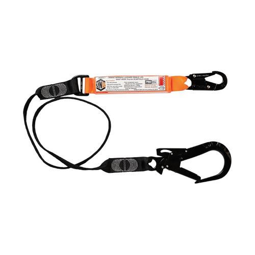 WORKWEAR, SAFETY & CORPORATE CLOTHING SPECIALISTS  - LINQ Elite Single Leg Shock Absorbing Webbing Lanyard with Hardware SN & ST