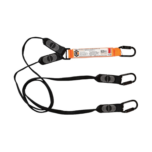 WORKWEAR, SAFETY & CORPORATE CLOTHING SPECIALISTS  - LINQ Elite Double Leg Shock Absorbing Webbing Lanyard with Hardware KD X3