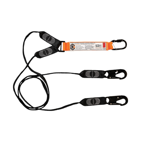 WORKWEAR, SAFETY & CORPORATE CLOTHING SPECIALISTS  - LINQ Elite Double Leg Shock Absorbing Webbing Lanyard with Hardware KS & SN X2