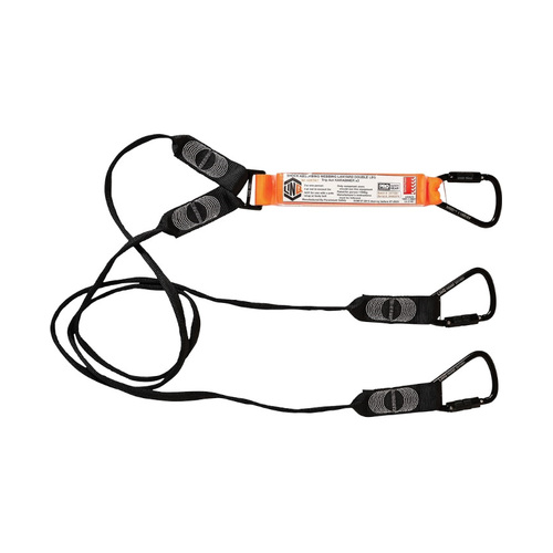 WORKWEAR, SAFETY & CORPORATE CLOTHING SPECIALISTS  - LINQ Elite Double Leg Shock Absorbing Webbing Lanyard with Hardware KT X3