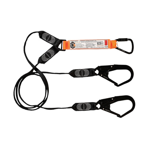 WORKWEAR, SAFETY & CORPORATE CLOTHING SPECIALISTS  - LINQ Elite Double Leg Shock Absorbing Webbing Lanyard with Hardware KT & SD X3