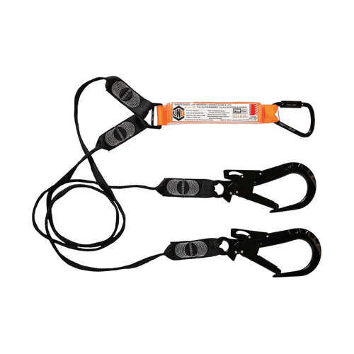 WORKWEAR, SAFETY & CORPORATE CLOTHING SPECIALISTS  - LINQ Elite Double Leg Shock Absorbing Webbing Lanyard with Hardware KT & ST X2