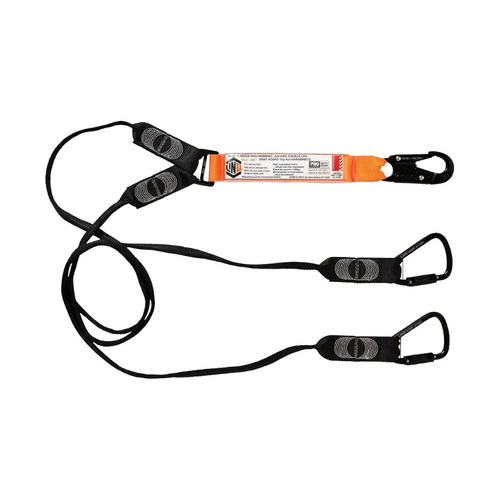 WORKWEAR, SAFETY & CORPORATE CLOTHING SPECIALISTS  - LINQ Elite Double Leg Shock Absorbing Webbing Lanyard with Hardware SN & KT X2