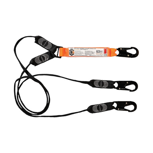 WORKWEAR, SAFETY & CORPORATE CLOTHING SPECIALISTS  - LINQ Elite Double Leg Shock Absorbing Webbing Lanyard with Hardware SN X3