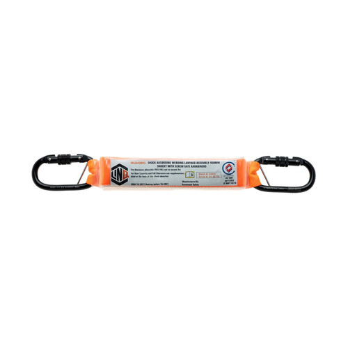 WORKWEAR, SAFETY & CORPORATE CLOTHING SPECIALISTS  - SHOCK ABSORBING 450MM ASSEMBLY WITH PERM ATTACHED SCREW GATE KARABINERS