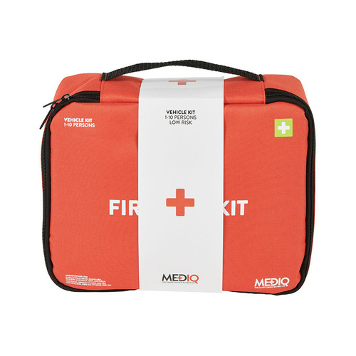 WORKWEAR, SAFETY & CORPORATE CLOTHING SPECIALISTS  - MEDIQ ESSENTIAL FIRST AID KIT VEHICLE IN ORANGE SOFT PACK 1-10 PERSONS LOW RISK