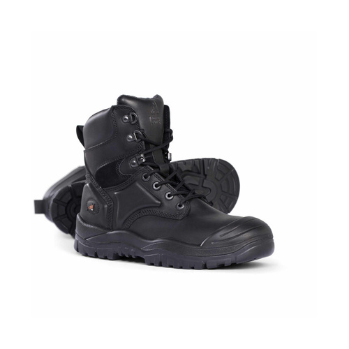 WORKWEAR, SAFETY & CORPORATE CLOTHING SPECIALISTS  - Black High Leg Lace Up Boot /w Scuff Cap