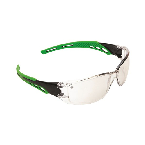 WORKWEAR, SAFETY & CORPORATE CLOTHING SPECIALISTS  - Cirrus- Clear Polycarbonate Frame with soft green overmoulded arms- clear lens- antifog