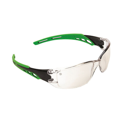 WORKWEAR, SAFETY & CORPORATE CLOTHING SPECIALISTS  - Cirrus- Clear Polycarbonate Frame with soft green overmoulded arms- I/O lens- antifog