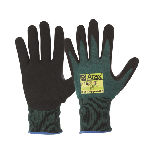 WORKWEAR, SAFETY & CORPORATE CLOTHING SPECIALISTS  - ARAX Green Cut 3 Nitrile Sand Dip Palm