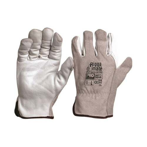 WORKWEAR, SAFETY & CORPORATE CLOTHING SPECIALISTS  - RIGGAMATE Cow Grain Natural Grain Palm / Split Back, GREY