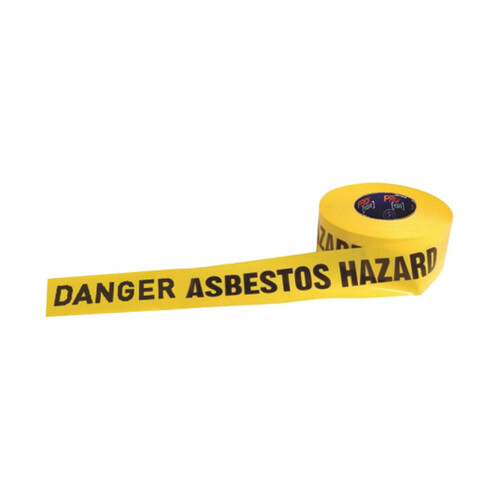 WORKWEAR, SAFETY & CORPORATE CLOTHING SPECIALISTS  - "DANGER ASBESTOS HAZARD" on Yellow Tape