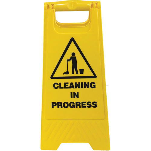 WORKWEAR, SAFETY & CORPORATE CLOTHING SPECIALISTS  - Floor Stand Yellow 'Cleaning In Progress'