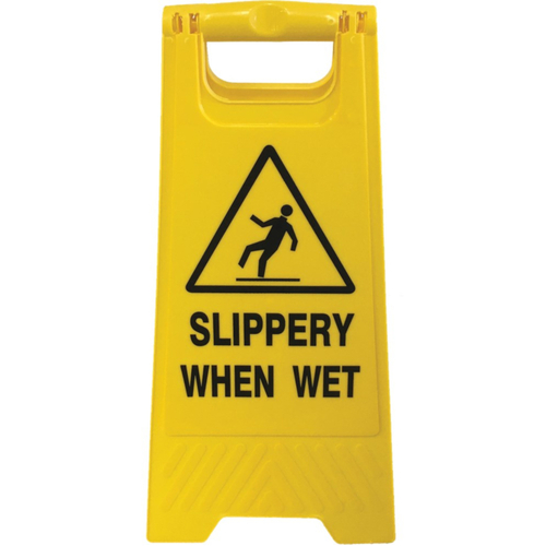 WORKWEAR, SAFETY & CORPORATE CLOTHING SPECIALISTS  - Floor Stand Yellow 'Slippery When Wet'