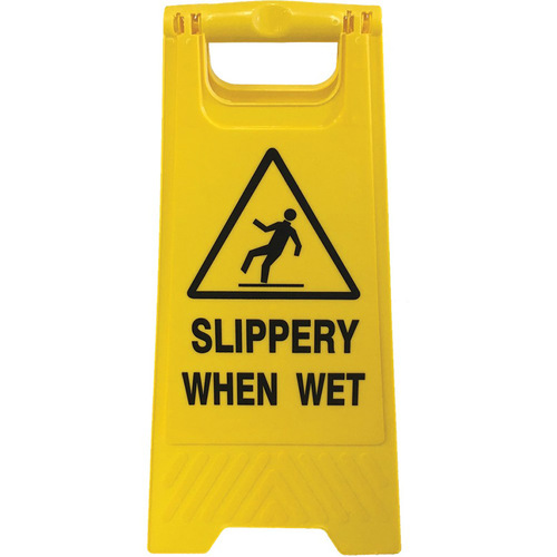 WORKWEAR, SAFETY & CORPORATE CLOTHING SPECIALISTS  - Floor Stand Yellow 'Slippery When Wet'