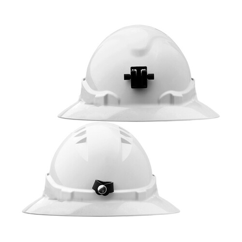 WORKWEAR, SAFETY & CORPORATE CLOTHING SPECIALISTS  - Hard Hat (V6) - UNVENTED, FULL BRIM, 6 Point RATCHET Harness c/w Lamp Bracket