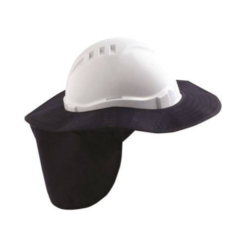 WORKWEAR, SAFETY & CORPORATE CLOTHING SPECIALISTS  - HARD HAT BRIM WITH NECK FLAP POLYESTER/PLASTIC - NAVY BLUE