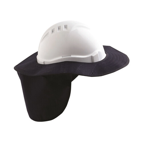 WORKWEAR, SAFETY & CORPORATE CLOTHING SPECIALISTS  - HARD HAT BRIM WITH NECK FLAP POLYESTER/PLASTIC   WHITE