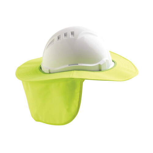 WORKWEAR, SAFETY & CORPORATE CLOTHING SPECIALISTS  - HARD HAT BRIM WITH NECK FLAP POLYESTER/PLASTIC FLURO YELLOW