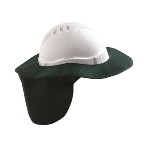 WORKWEAR, SAFETY & CORPORATE CLOTHING SPECIALISTS  - HARD HAT BRIM WITH NECK FLAP POLYESTER/PLASTIC - GREEN