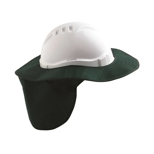 WORKWEAR, SAFETY & CORPORATE CLOTHING SPECIALISTS  - HARD HAT BRIM WITH NECK FLAP POLYESTER/PLASTIC - GREEN