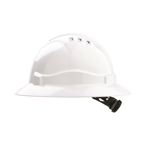 WORKWEAR, SAFETY & CORPORATE CLOTHING SPECIALISTS  - Hard Hat (V6) - VENTED, FULL BRIM, 6 Point PROLOCK Harness