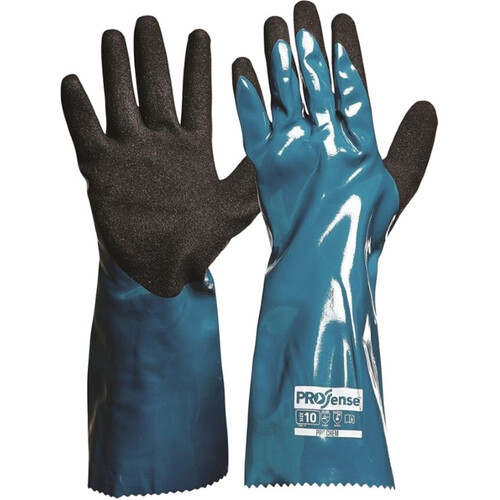 WORKWEAR, SAFETY & CORPORATE CLOTHING SPECIALISTS  - PROCHEM 35CM GREEN/BLACK NITRILE PU GLOVE