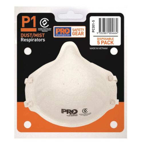 WORKWEAR, SAFETY & CORPORATE CLOTHING SPECIALISTS  - P1 Respirators in Blister Pack - 5 Pk