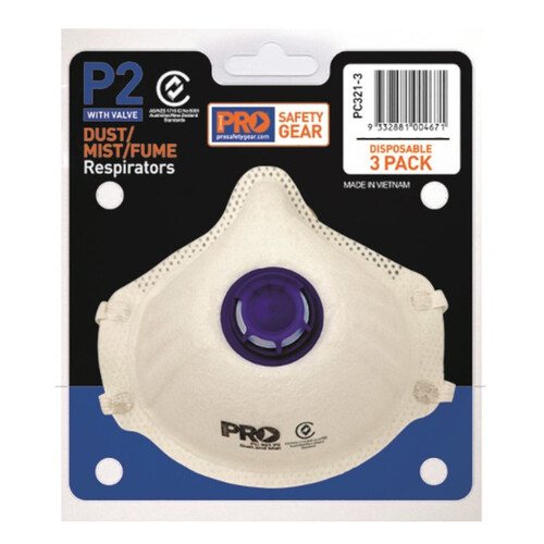 WORKWEAR, SAFETY & CORPORATE CLOTHING SPECIALISTS  - P2 with Valve  Respirators in Blister Pack - 3 Pk
