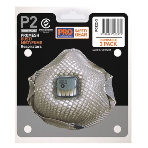 WORKWEAR, SAFETY & CORPORATE CLOTHING SPECIALISTS  - Promesh Respirator P2, With Valve 3 Piece Blister Pack