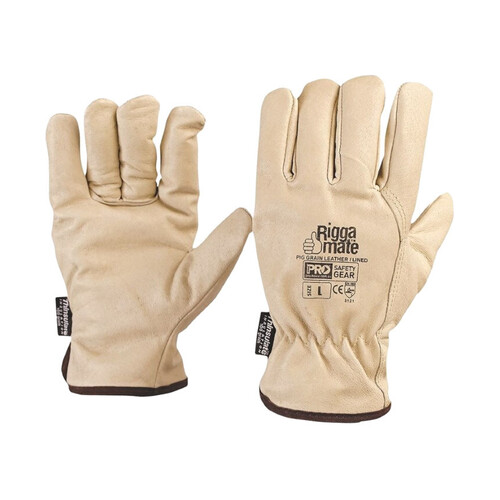 WORKWEAR, SAFETY & CORPORATE CLOTHING SPECIALISTS  - Piggrain Beige Riggers LARGE Thinsulate Lined